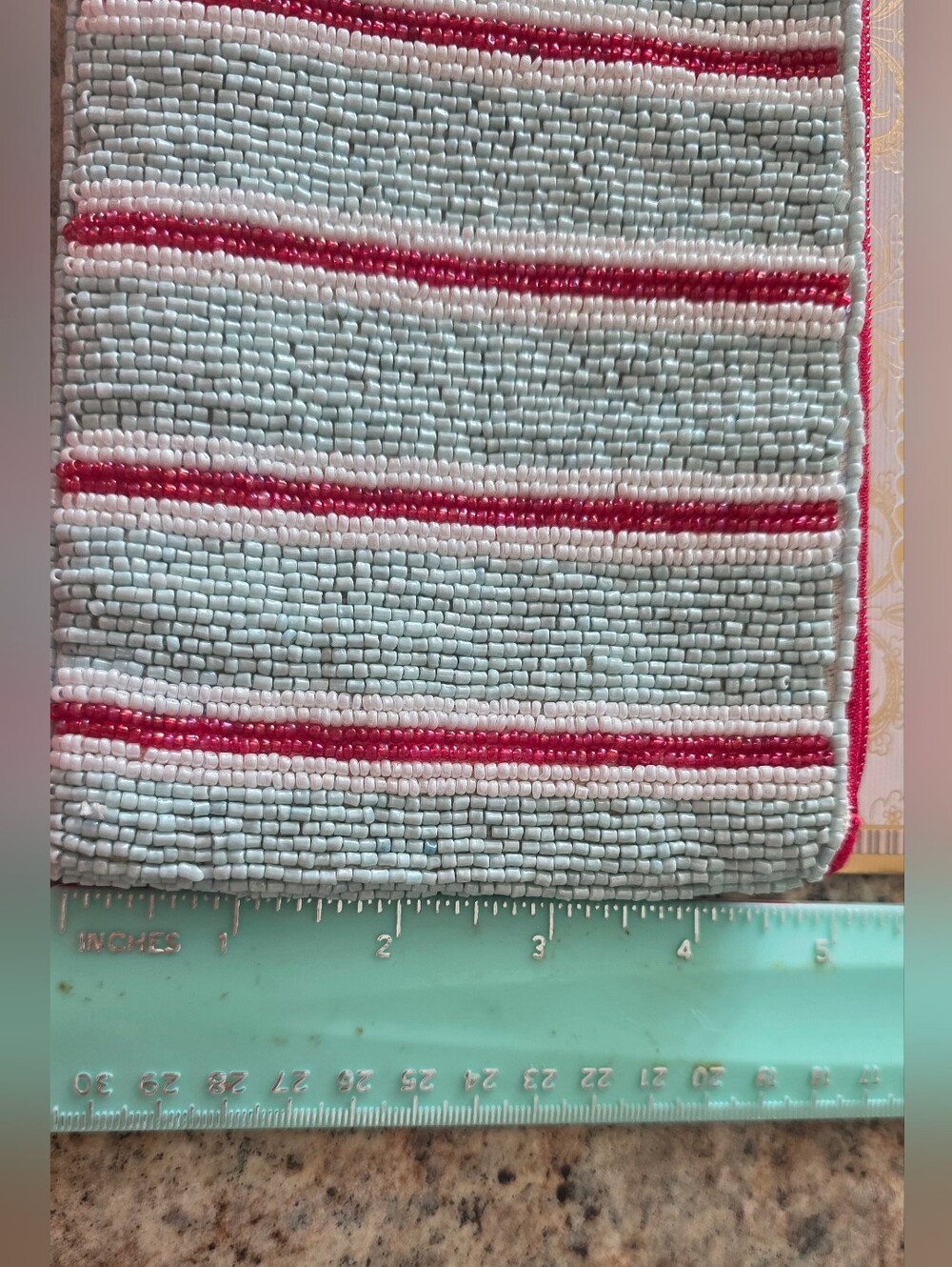 Handmade Beaded Stripe Clutch - Light Blue & Pink - Picture 3 of 5